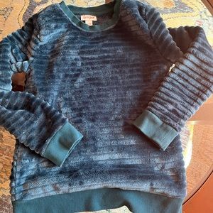 Girls size 7/8 cat and jack velour sweater emerald green teal
